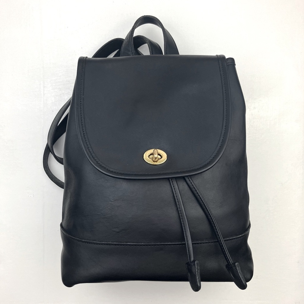 Coach Black Leather Backpack